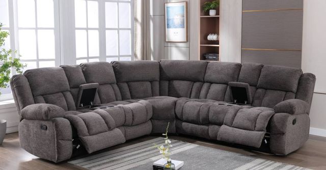Mazin Furniture Presley 3-Pieces Gray Modular Reclining Sectional with Consoles-3