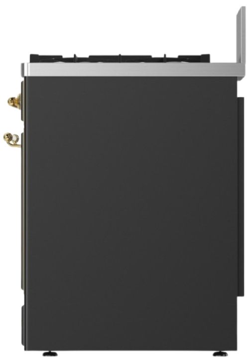 Ilve® Majestic III 30" Graphite Matte Pro Style Dual Fuel Liquid Propane Range with Solid Door and Brass Trim-3