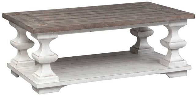 Liberty Furniture Sedona Gravel Cocktail Table with Heavy Distressed White Base-0