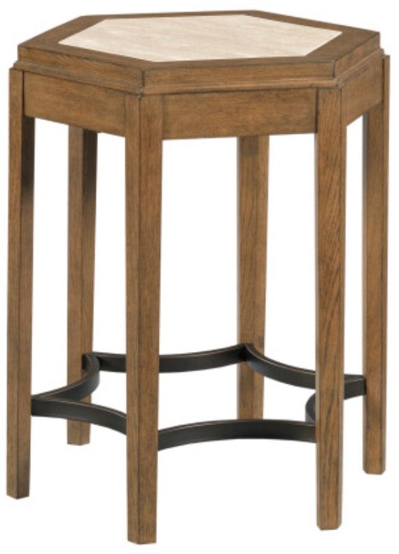 Kincaid® Brookside-Acquisitions Blond Top Chairside Table with Travertine Base-1