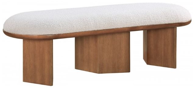 Meridian Furniture Wilshire Cream/Walnut Upholstered Bench-0