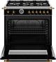 Bertazzoni Heritage Series 36" Fingerprint Resistant Nero Matt Pro Style Gas Range with Gold Accents-1
