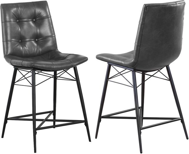 Coaster® Aiken 2-Piece Grey Upholstered Tufted Counter Stools-0