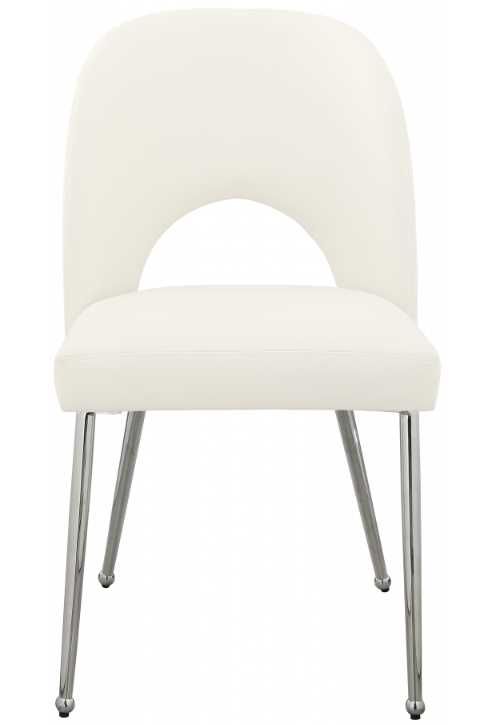 Meridian Furniture Logan Cream/Chrome Velvet Dining Side Chair-1