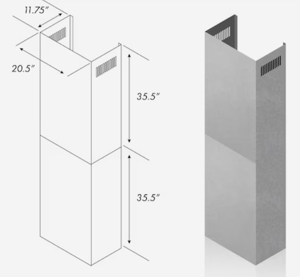 ZLINE 36" Stainless Steel Chimney Extension-2