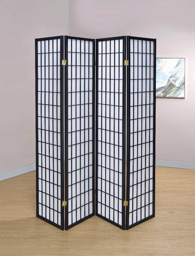 Coaster® Roberto Black/White 4-Panel Folding Screen-1