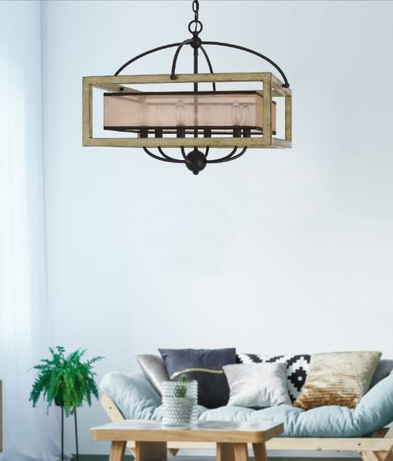 Cal® Lighting & Accessories Palencia 6-Light Distressed Oak Chandelier-4