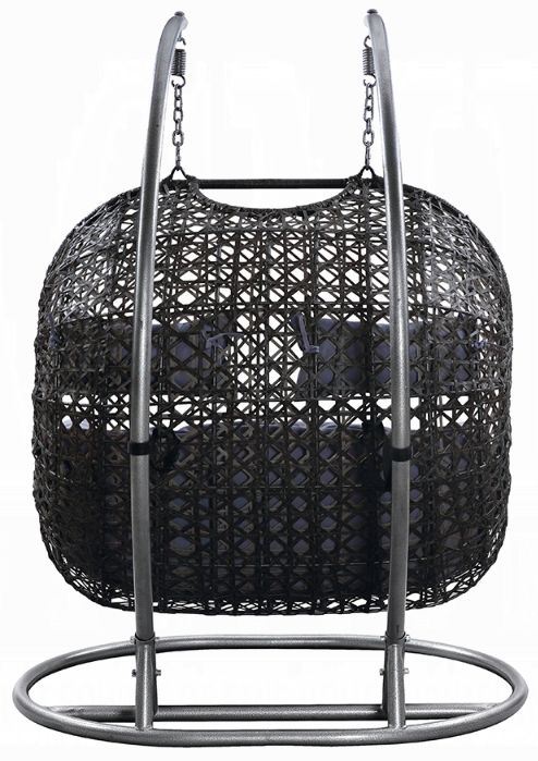 ACME Furniture Vasant Black Fabric/Metal/Wicker Outdoor Hanging Chair-4