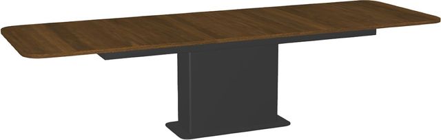 Amisco Customizable Lucarelli 120" Rectangular Extendable Table with 1" Walnut Veneer Top, Radius Corners and 1 Leaf-1