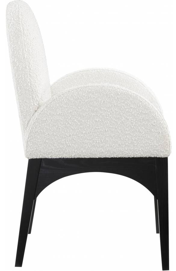 Meridian Furniture Waldorf Cream/Black Boucle Upholstered Dining Arm Chair-3