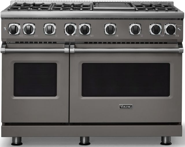 Viking® 7 Series 48" Damascus Gray Pro Style Natural Gas Range with 12" Reversible Griddle-2