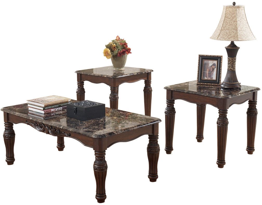 Signature Design by Ashley® North Shore 3-Piece Dark Brown Occasional Table  Set | Cole's Appliance \u0026 Home Furnishings, image size:1008x792