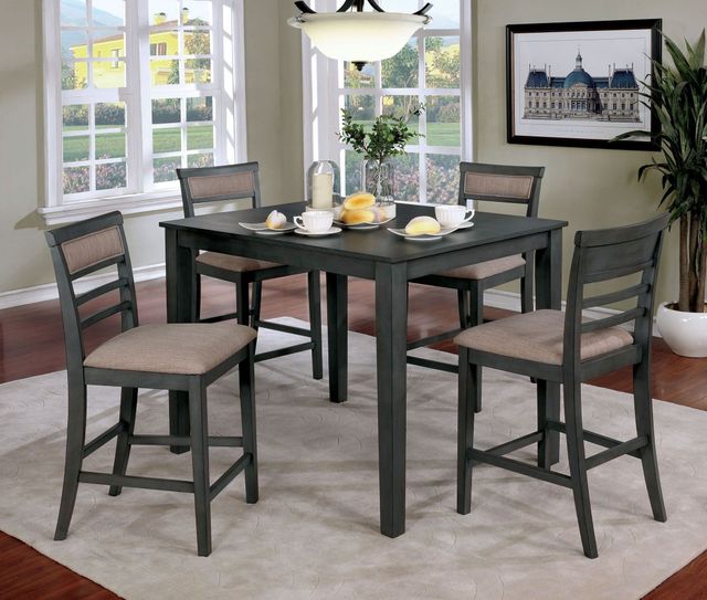 Furniture of America® Fafnir 5-Piece Beige/Weathered Gray Counter Dining Set-0