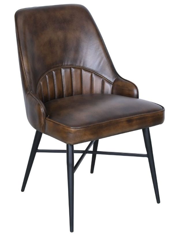 Home Trends & Design Leeds Antique Whiskey/Black Dining Arm Chair-0
