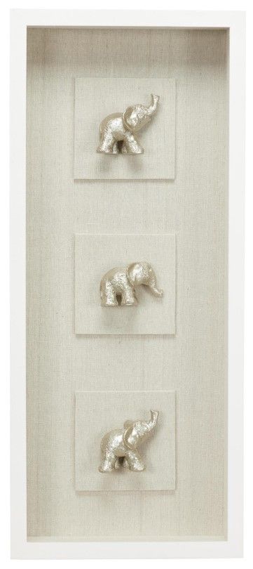Deco Marche Silver Elephant Shadow Box Wall Decor-0