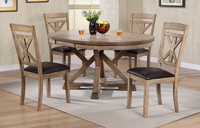 Winners Only® Grandview Oatmeal Butterfly Leaf Round Table-1
