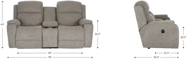 La-Z-Boy® Dorian Steel Manual Reclining Loveseat with Console-4