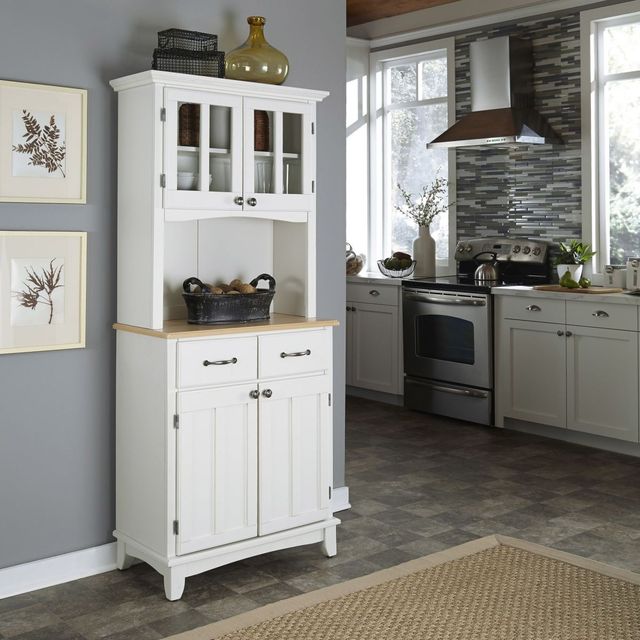 homestyles® Buffet of Buffets Natural Wood/White Server with Hutch-2
