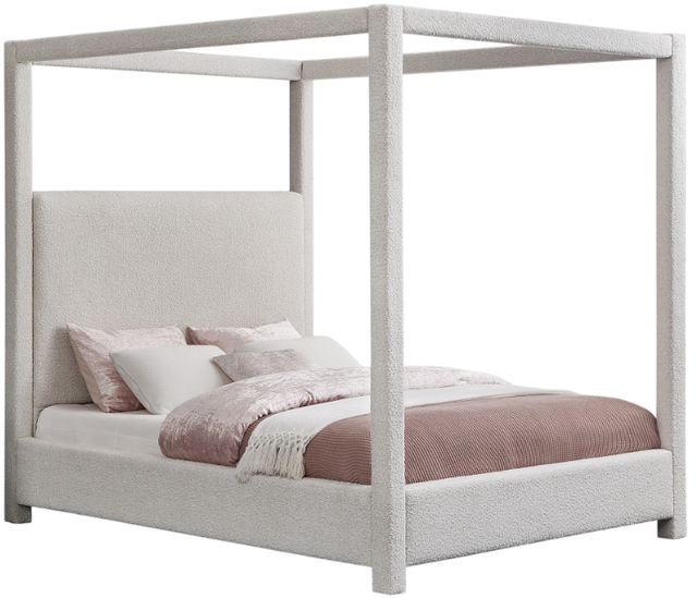 Meridian Furniture Eden Cream Queen Upholstered Canopy Bed-0