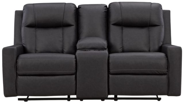 Benchcraft® Mackmenville Carbon Double Manual Reclining Loveseat with Console-3