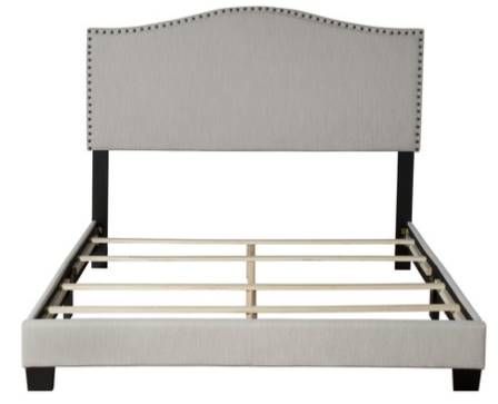 Bernards Darcy Beige Upholstered Queen Panel Bed in a Box-1
