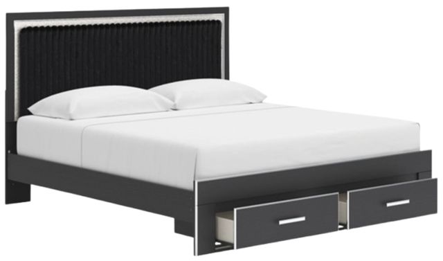 Signature Design by Ashley® Birmonton Black King Upholstered Storage Panel Bed-2