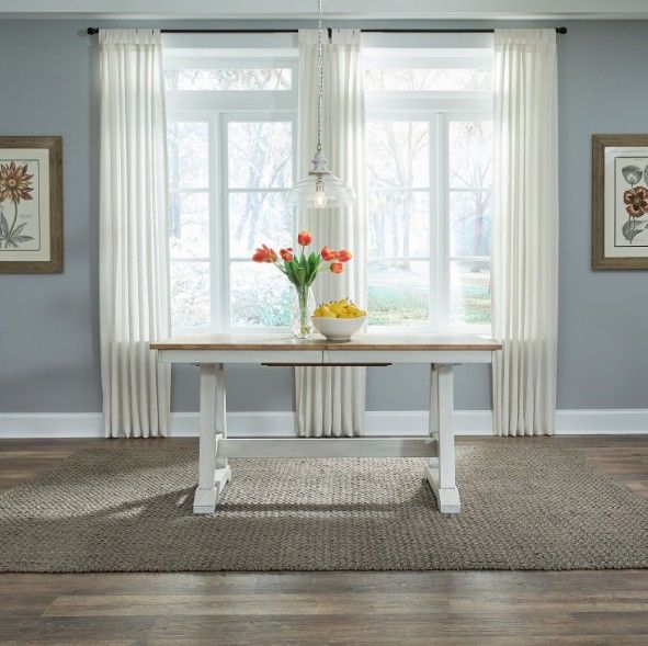 Liberty Furniture Lindsey Farm Sandstone Trestle Table with Weathered White Base-1