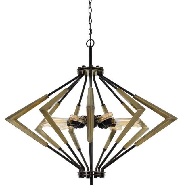 Cal® Lighting & Accessories Malounta Antique Brass/Black Chandelier-0