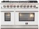 FORNO® Capriasca 48" Stainless Steel Pro Style Gas Range with White Door-0