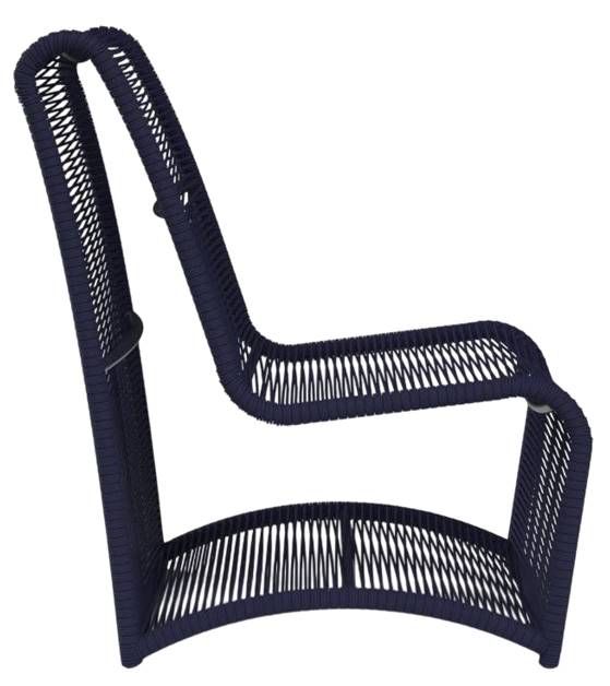 Sunset West Marino Navy Metal/Natural Fibers Outdoor Club Chair-2