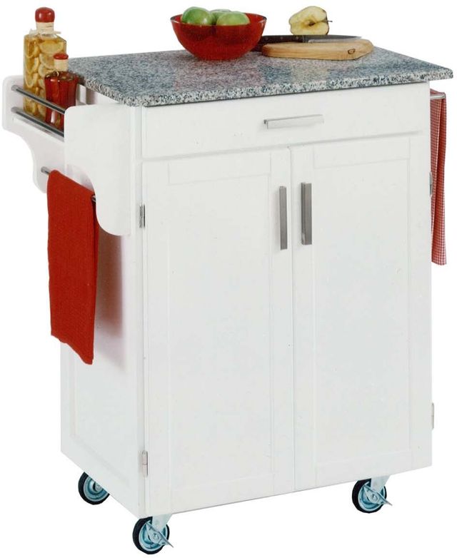 homestyles® Cuisine Cart Salt-and-Pepper Granite/White Kitchen Cart-1