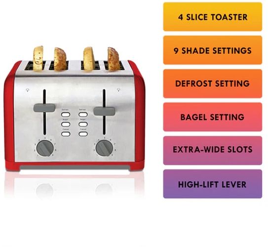 Kenmore® 4 Slice Red and Stainless Steel Toaster-2