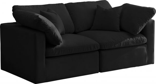 Meridian Furniture Plush Black Velvet Standard Cloud Modular Sofa-0