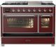 Ilve® Majestic III 48" Burgundy Pro Style Dual Fuel Liquid Propane Range with Triple Glass Door and Chrome Trim-1