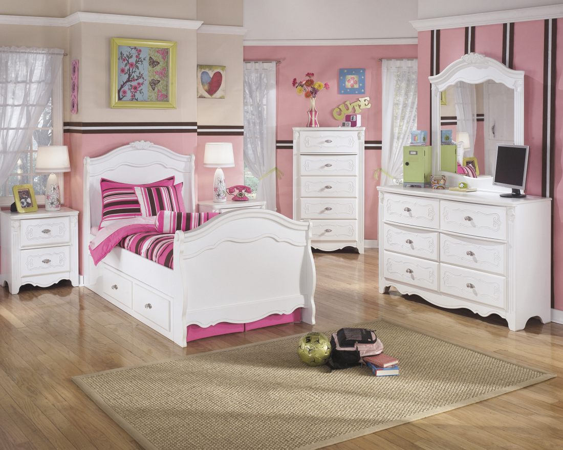 Signature Design by Ashley Exquisite White Youth Twin Sleigh Storage Bed Merit Furniture Appliances