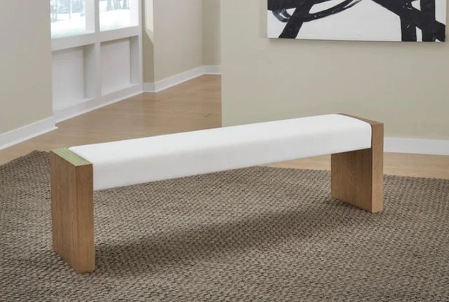 Modus Furniture One Bisque/White Slab Leg Upholstered Dining Bench-1
