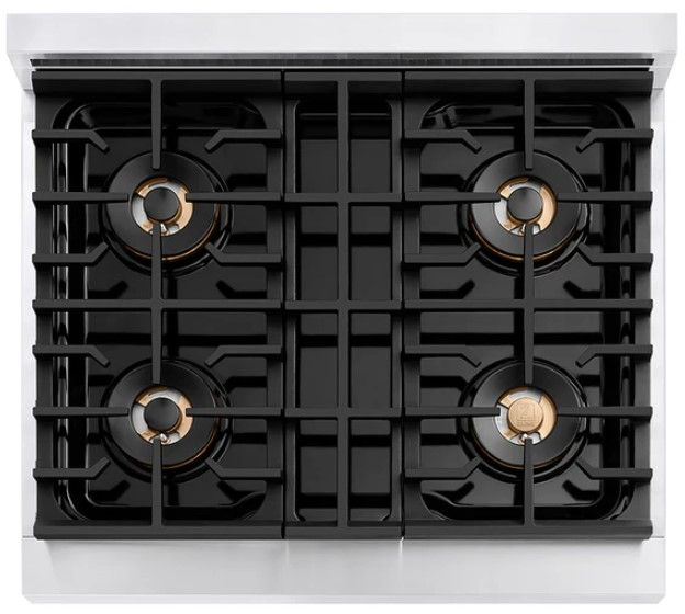 ZLINE Autograph Edition Paramount 30" 4.2 Cu. Ft. Stainless Steel Gas Range with 4 Burner DuoPro™ Cooktop, Convection Gas Oven, White Matte Door and Matte Black Accents-2