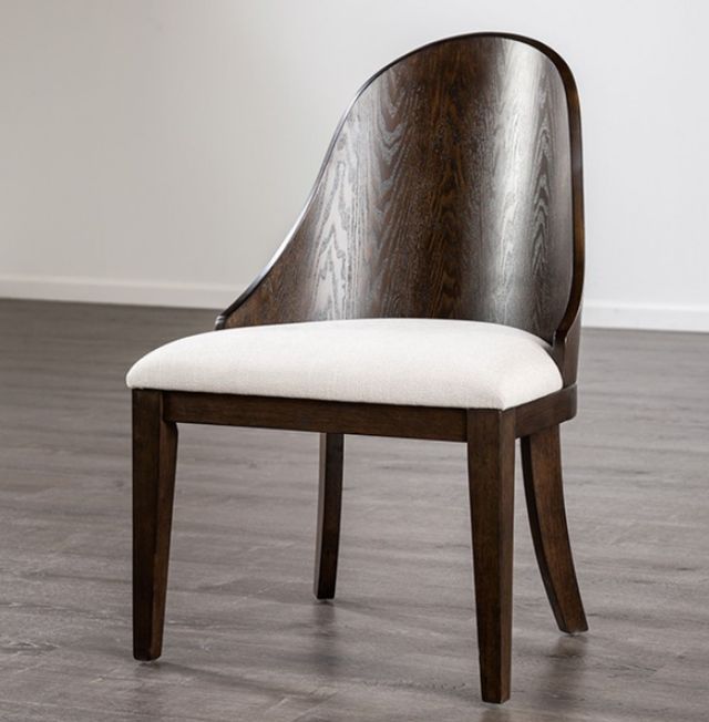 Furniture of America® Morden 2-Piece Dark Walnut/Off-White Side Chair-1