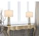 Cal® Lighting & Accessories Heber 2-Piece Antique Brass/White Glass Table Lamp Set-1