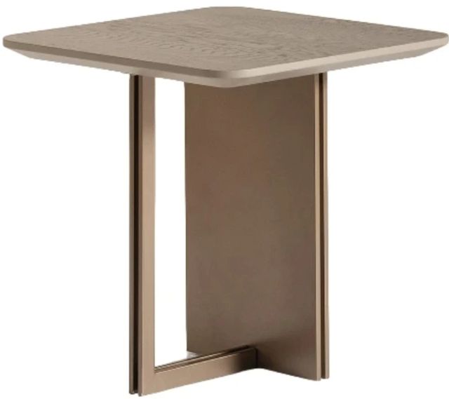 Michael Amini® Canberra Light Ash End Table with Antique Gold Base-0