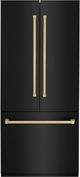 ZLINE Autograph Edition 36" 19.6 Cu. Ft. Black Stainless Steel Built-In Counter Depth French Door Refrigerator with Champagne Bronze Accent and Bright White Interior-0