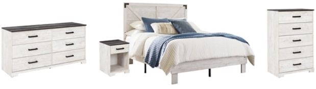 Signature Design by Ashley® Shawburn 4-Piece Charcoal Gray/Whitewash Queen Platform Bed Set-0
