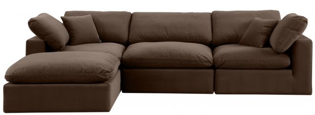 Meridian Furniture Comfy 4-Piece Brown Velvet Sectional-1