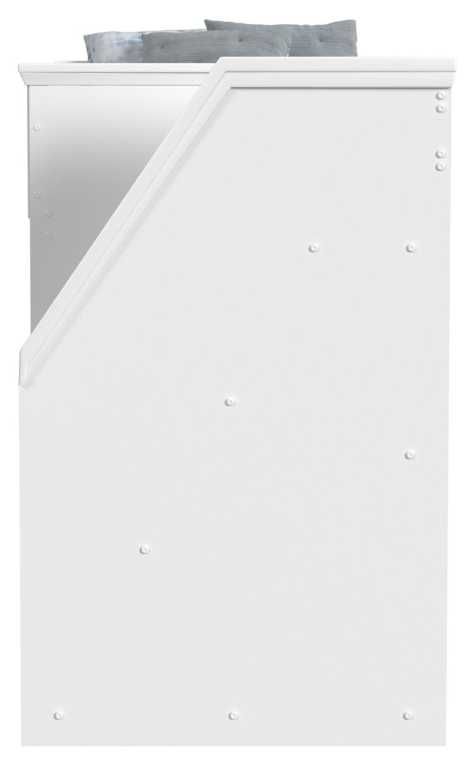 Elements International Hampton Kids White Youth Twin/Twin Loft Bed with Staircase and Trundle-3