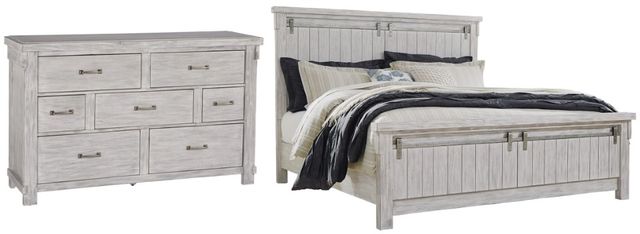 Signature Design by Ashley® Brashland 2-Piece White California King Panel Bed Set-0