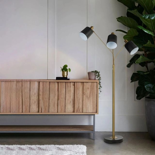 Renwil® Everren Meander Matte Black/Brass Floor Lamp-4