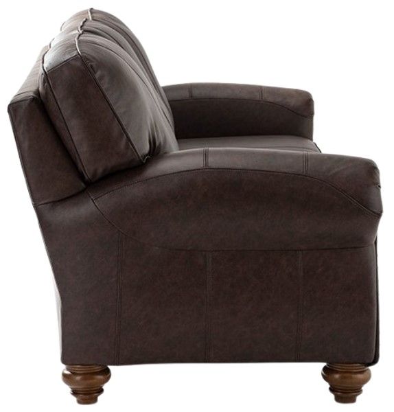 Best® Home Furnishings Customizable Field & Stream Home Noble Leather Sofa with Dark Walnut Legs-2