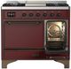 Ilve® Majestic III 40"Burgundy Pro Style Dual Fuel Natural Gas Range with Solid Door and Burnished Trim-3