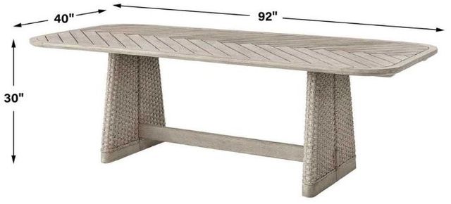 Uttermost® Harbor Cerused Wheat Herringbone Wooden Indoor-Outdoor Dining Table-4