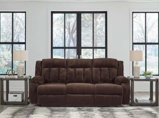 Signature Design by Ashley® Observation Chocolate Power Reclining Sofa with Drop Down Table-1